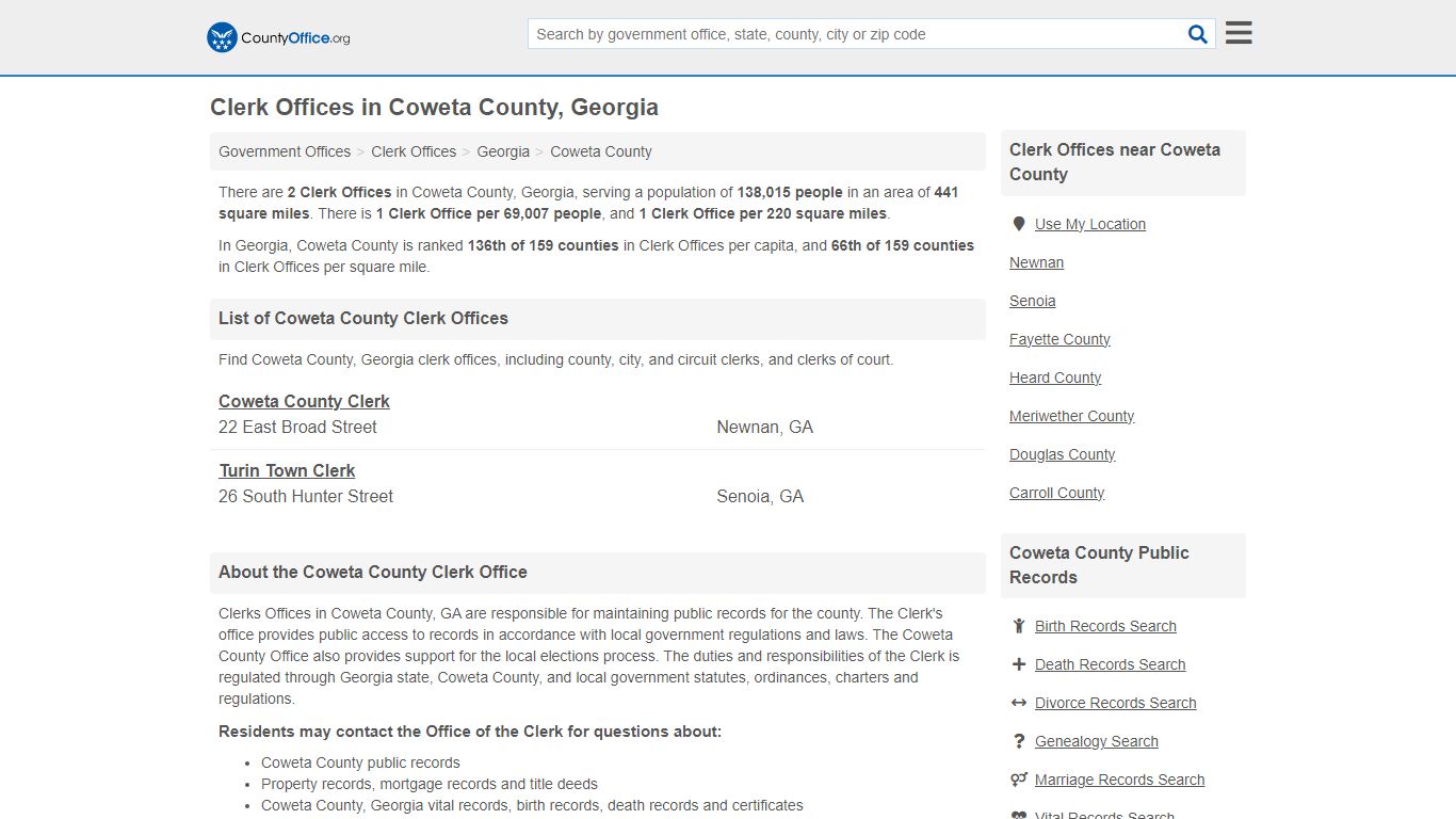 Clerk Offices - Coweta County, GA (County & Court Records)